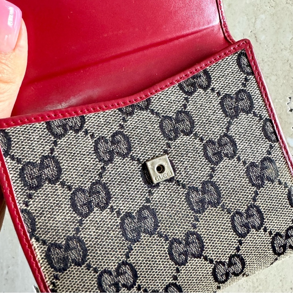 Gucci Wallet, Red With Canvas Monogram, Authentic - image 6